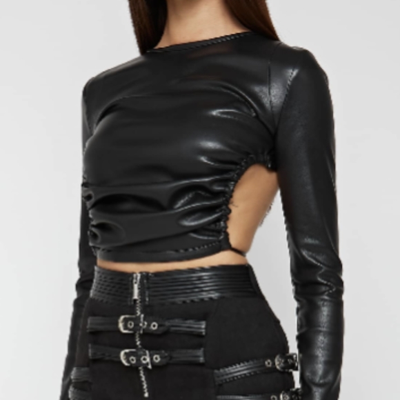 Maniere De Voir Tops - Backless Vegan Leather Top